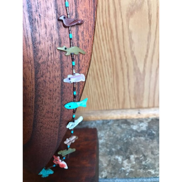 Vtg Zuni Fetish Necklace Native American Hand Carved Turquoise Thunderbird - Picture 7 of 10